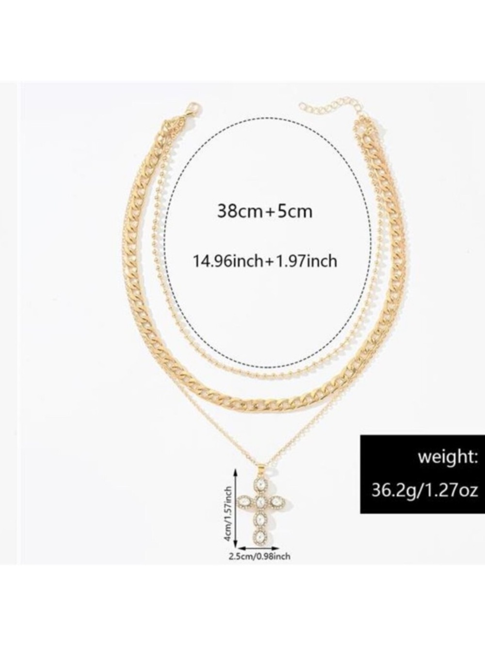 3 Set Gold Layered Necklaces for Women Statement 14K Dainty Gold Plated - Picture 5 of 5